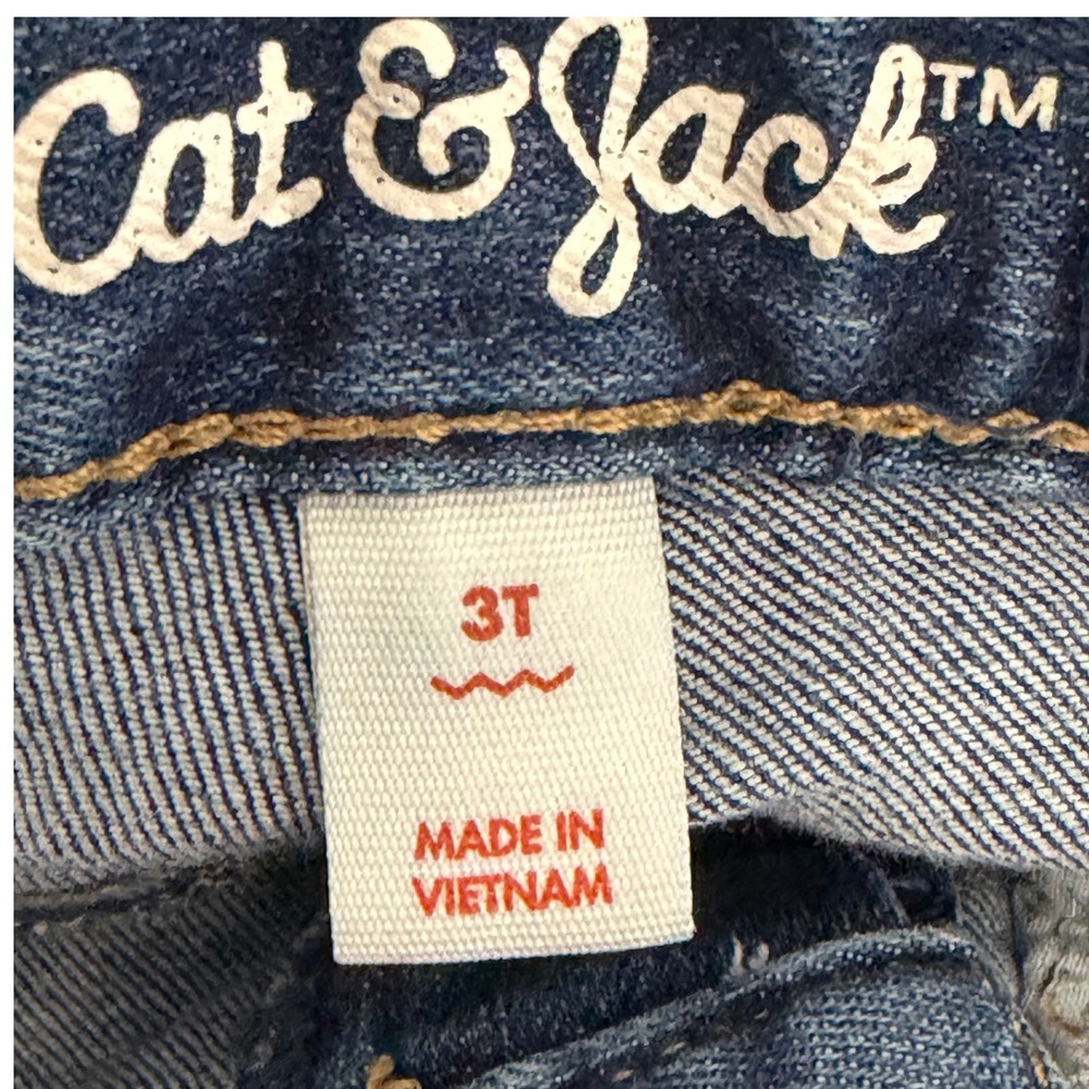 Cat & Jack Denim Shorts Girls 3T Blue Black Lace Floral Embroidery 2 Pack - Picture 4 of 7